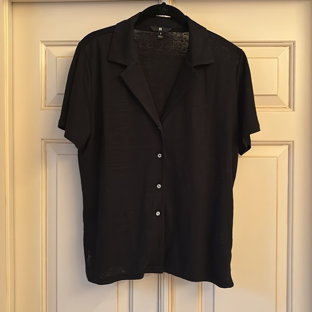 Banana Republic Black Linen Resort Shirt -Sz S - Picture 2 of 3